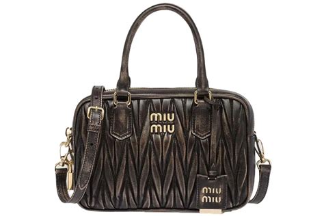 Miu Miu Matelassé Nappa Leather Top Handle Sand/Coffee